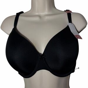 Cacique Intuition Black Lightly Lined T-shirt underwire Bra 44 C new with tags